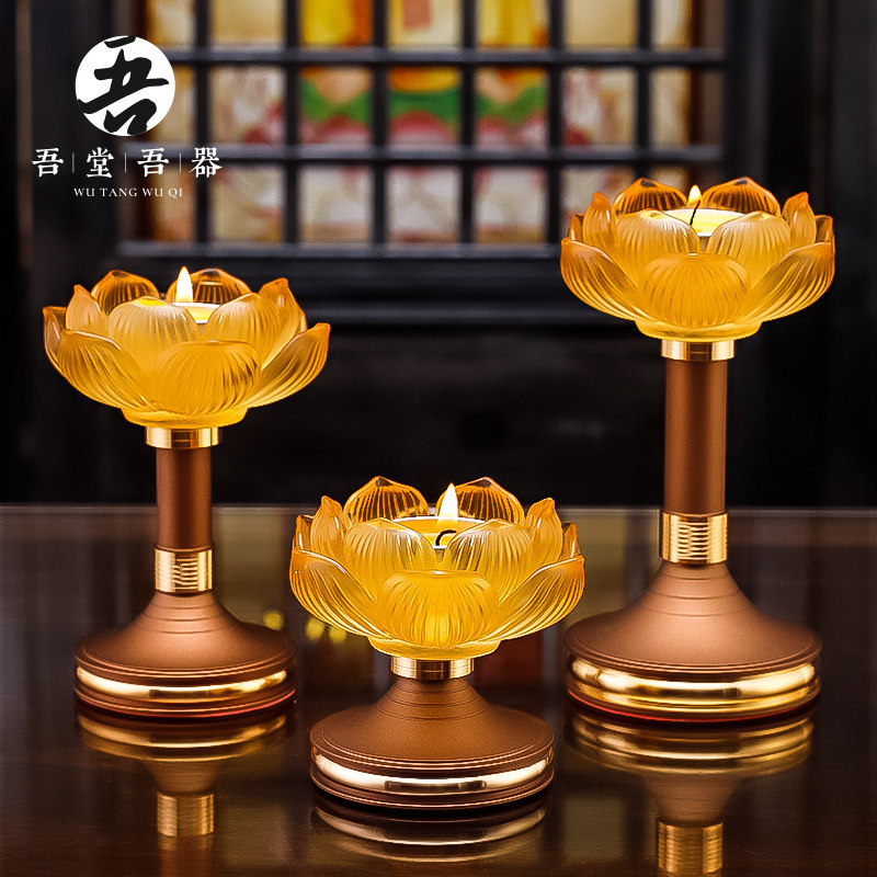 Glazed Lotus Candle Holder Home Wax Candle Holder crisp oil lamp pedestal Buddha for lamp Buddha front for the Buddha lamp holder-Taobao