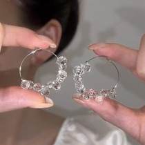 Outlet discount store removed 18K gold transparent sparkling crystal beaded earrings light luxury outlets womens accessories