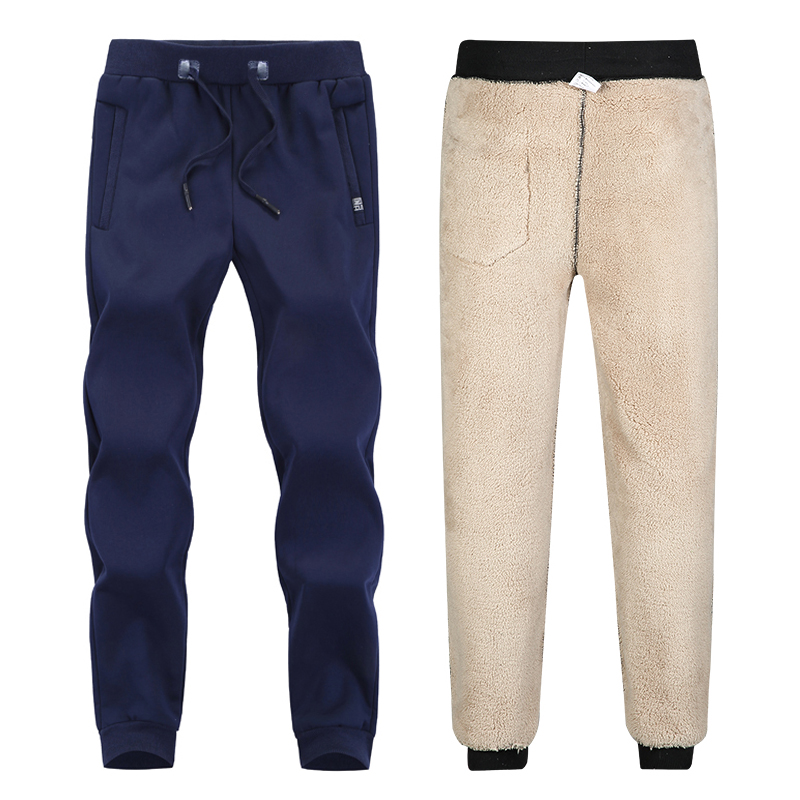 Mùa đông quần thể thao nam giản dị ấm áp cashmere cashmere dày cộng với chân nhung quần quần thẳng quần tây nam