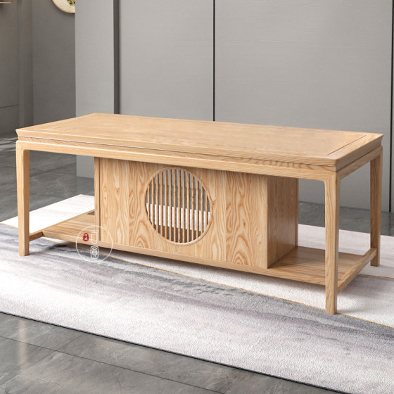 茶桌椅组合白蜡木新中式禅意实木茶台简约泡茶桌茶室办公室接待桌