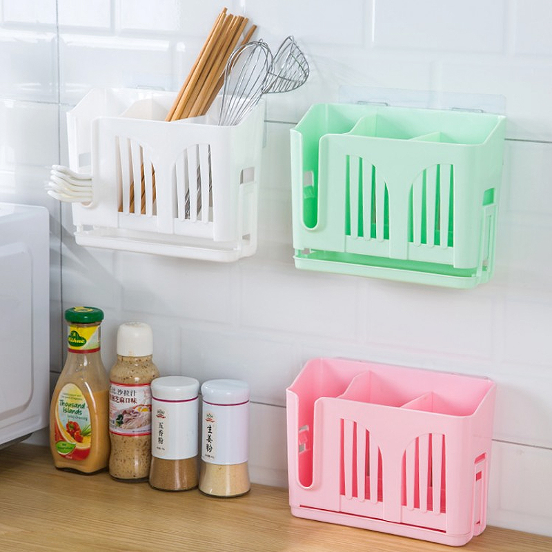 Kitchen wall-mounted chopstick cage plastic draining chopstick rack hanging spoon containing layer holder containing box chopstick cylinder chopstick cage