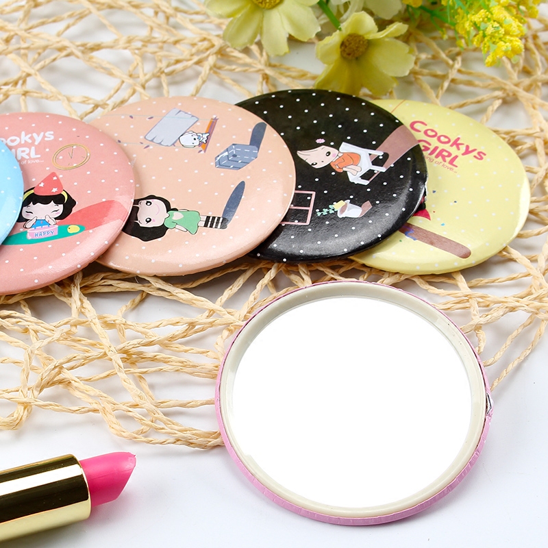 Korean fashion cute mini cartoon small round mirror portable makeup glass mirror creative round carry-on princess mirror