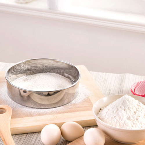 Flour sieve 304 stainless steel screen Fine mesh screen Hand-held round powdered sugar traditional Chinese medicine sieve Baking tools sample sieve