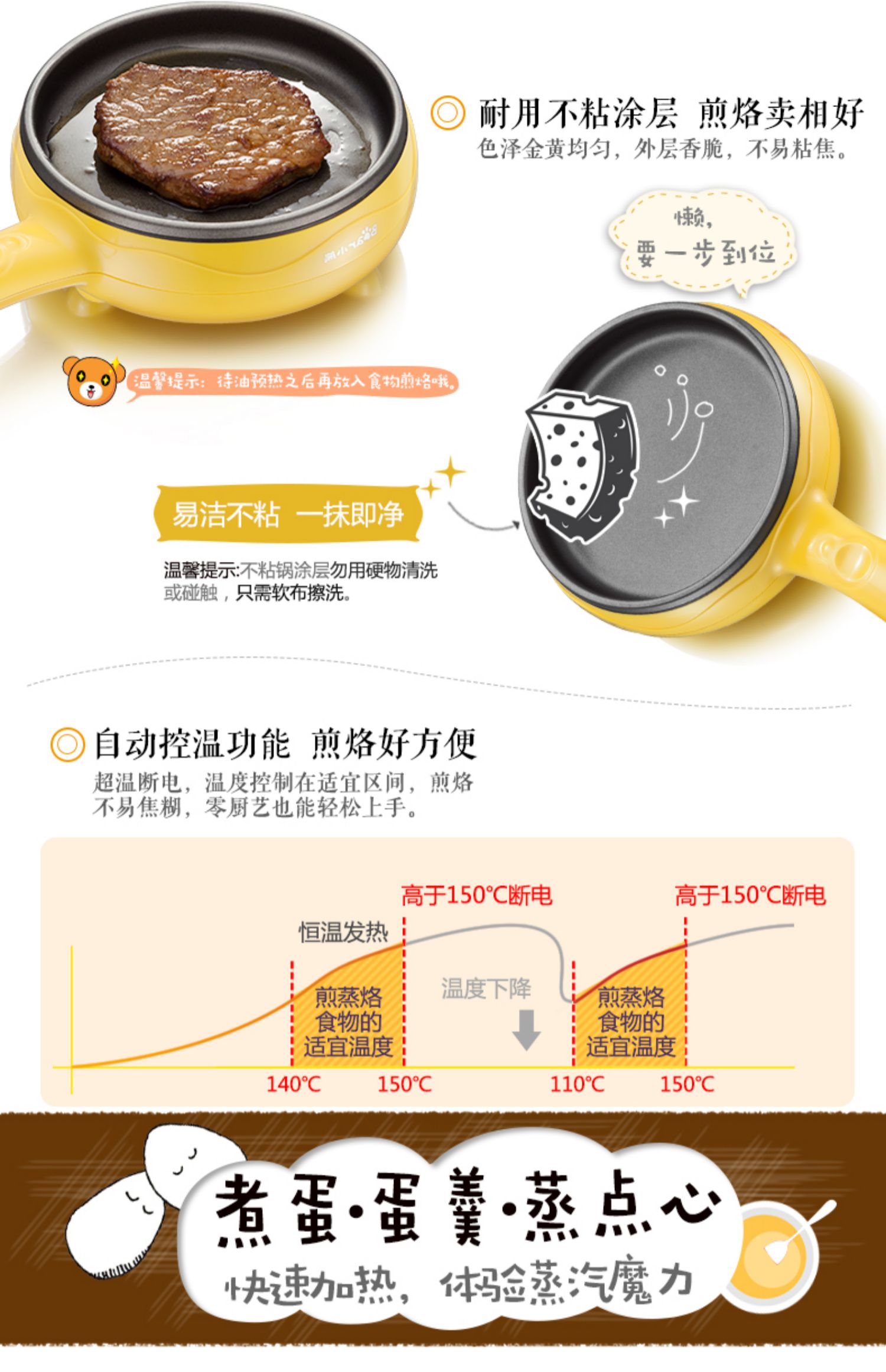 Trứng Omelette hấp trứng Trứng nồi gia đình Mini Plug Frying Pan Tự động Xả trứng Máy làm bữa sáng - Nồi trứng xửng hấp xôi