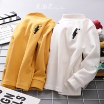 Pure cotton collar boys and girls long-sleeved T-shirt Childrens base shirt Pullover Childrens clothing spring and autumn and winter underwear t-shirt new