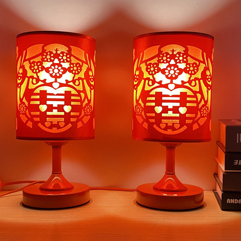 USB charging night light Bridal room bedside decoration feeding table lamp red wedding dowry long light