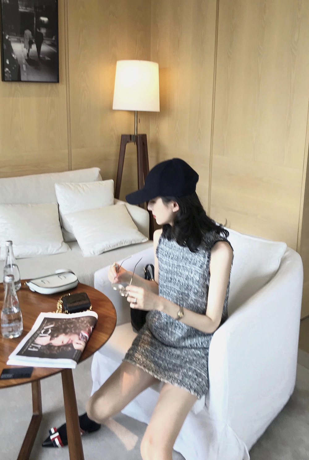 THE HANDLE Sweetheart Girl advanced woven tweed small incense digging shoulder dress oR loin suit