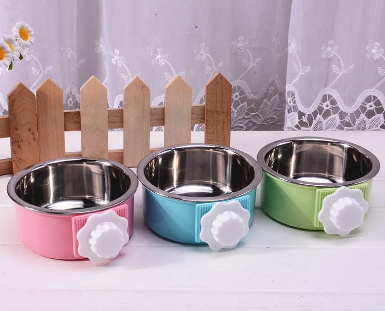 Rabbit bowl Pet bowl feeder Guinea pig Dutch pig Chinchilla bowl Stainless steel dog bowl Hanging fixed dog bowl