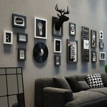 Photo wall high-end living room modern simple photo wall with deer head Nordic photo wall photo frame wall living room wall