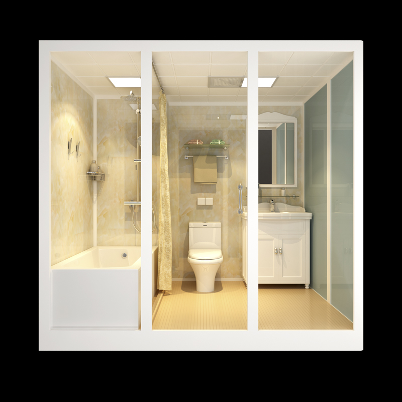 Integrated Bathroom Unit with Shower Room and Bathtub for Hotels and Guesthouses Integrated Bathroom Unit with Shower Room and Bathtub for Hotels and Guesthouses