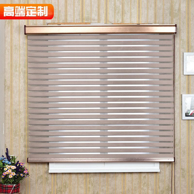 Electric blinds Shading lifting roller blinds Bedroom household toilet Office Hand-drawn free hole installation curtains