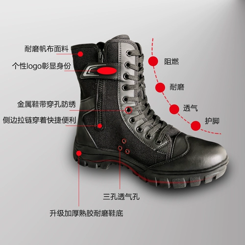 Высокие летние тканевые тактические износостойкие сапоги, нескользящие ботинки, высокая талия