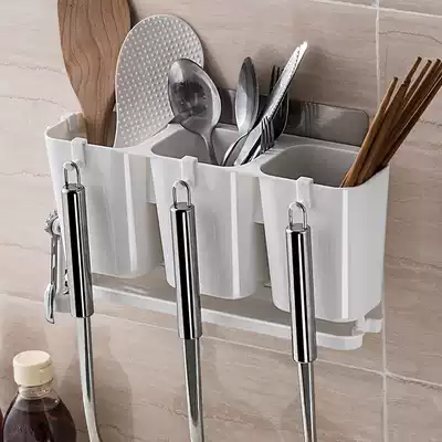 Household non-perforated chopsticks cage kitchen wall-mounted drain chopsticks tube suction cup chopsticks storage bucket chopsticks holding bucket chopsticks