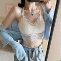 Sexy lace beauty back adjustment bra without rim thin camisole one-piece base underwear thin belt