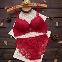 This year of life red lace sexy underwear gathered without rims on top of the wedding lady small bra bra set