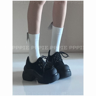 Pppie free decomposition 7cm sheep suede and cowhide smooth atmosphere thick-soled shoes