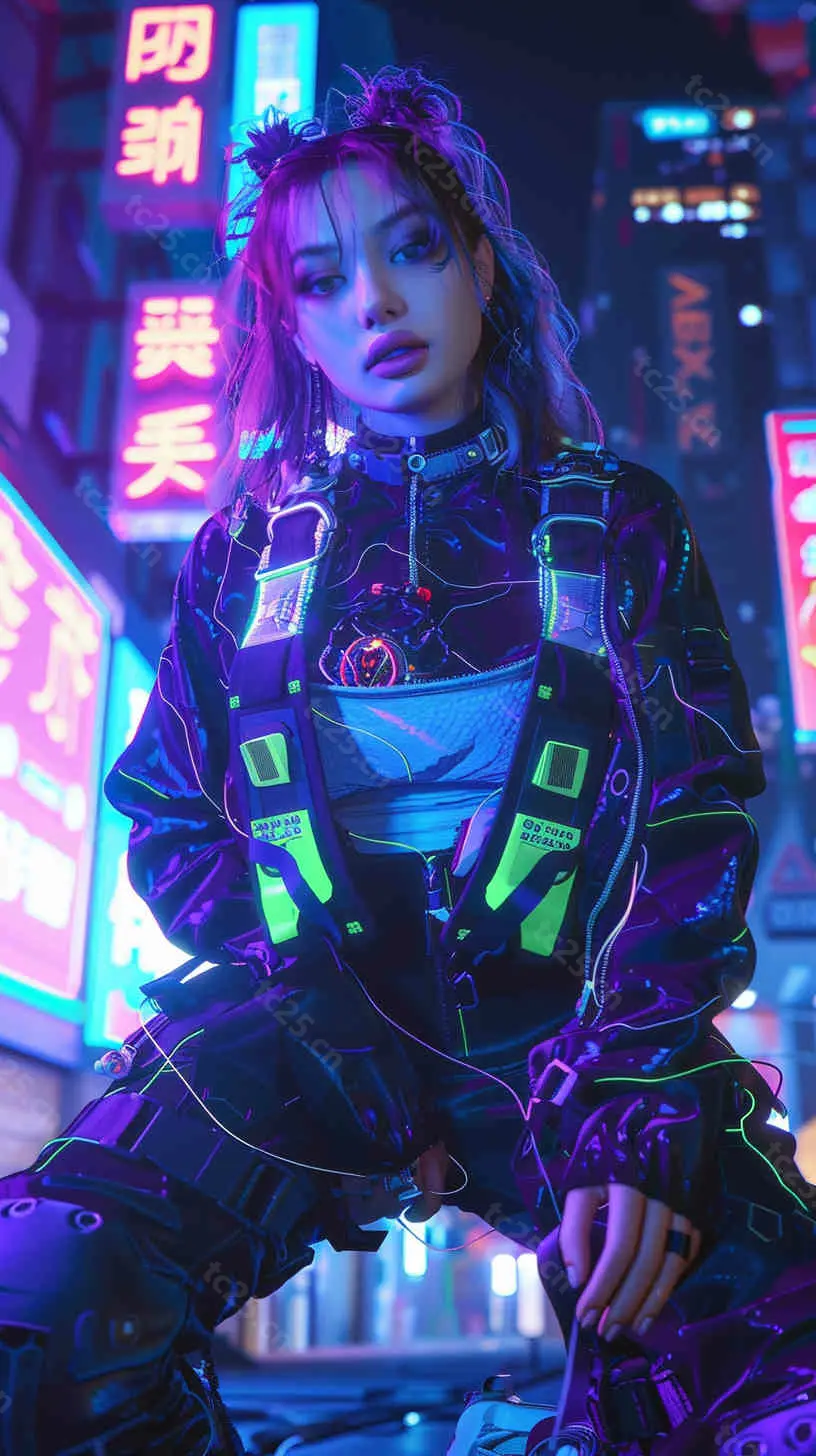图片[4]-未来都市霓虹赛博女战士midjounney提示词stable-diffusion-pormpt-天城私塾