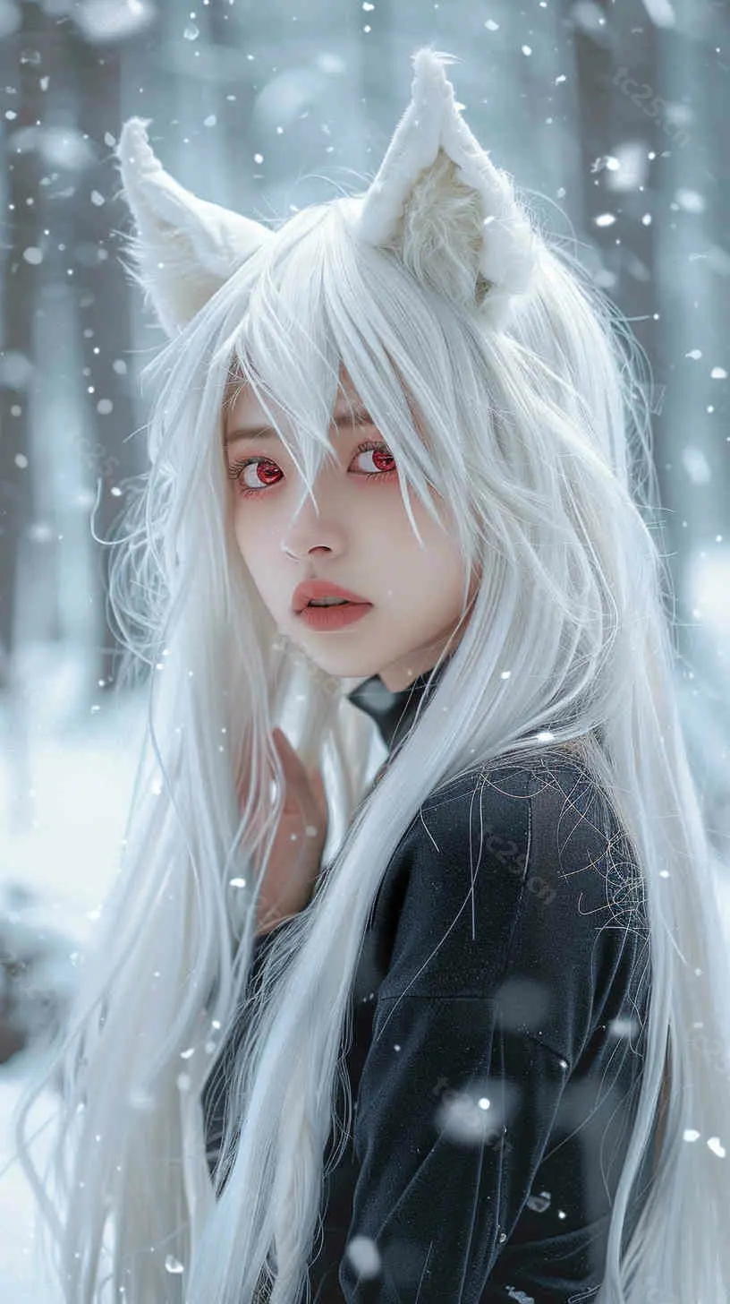 图片[1]-雪地中的白狐少女 midjounney提示词、stable-diffusion-pormpt-天城私塾