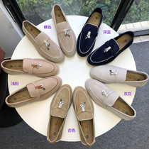 High quality niche * Loro Piana genuine leather round toe tassel loafers womens comfortable slip-on flat shoes