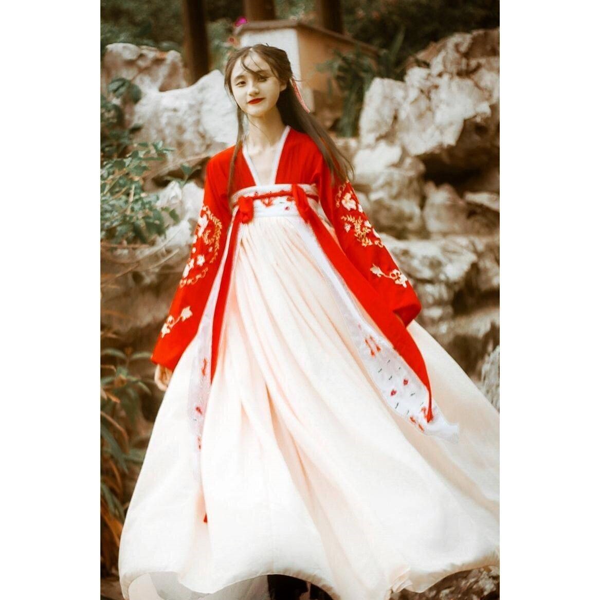 Hanfu nữ mùa thu nước mới Han Tang 襦 váy cải tiến yếu tố Trung Quốc trang phục mùa đông và mùa thu tươi mát hàng ngày điểm thanh lịch - Quần áo ngoài trời bo quan ao gio the thao