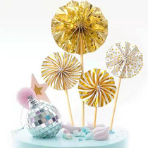 Cake Decoration Mesh Red Pendulum Pieces Baking Cartoon Paper Fan Sunflowers Children Princess Birthday Dress Dress Code