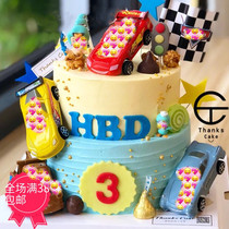Childrens birthday cake decoration car cartoon back Force Engineering road signs ornaments baking dessert table dress up net red