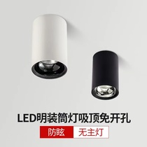 Bright-mounted round LED downlight ceiling Nordic Xuanshut aisle lights household anti-glare COB living room without main light