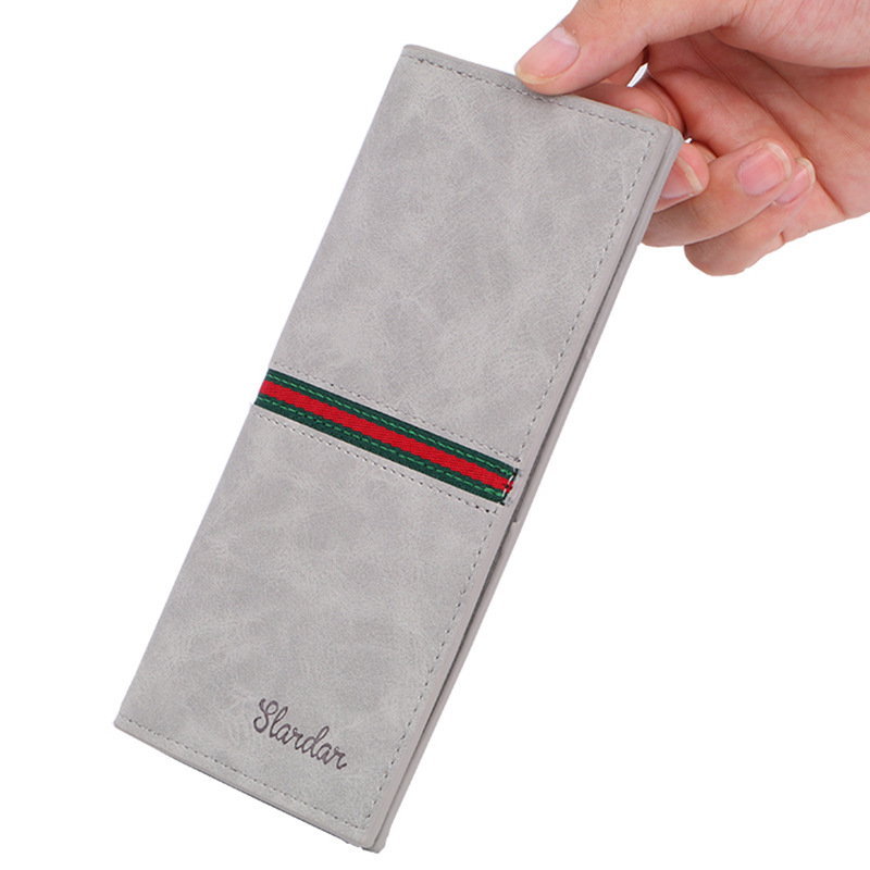 Men's wallet long version ultra-thin retro matte youth soft wallet men's personality fashion student ticket folder Japan and South Korea tide