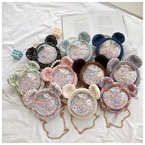 Net red homemade diy material bag bear transparent chain small round bag shoulder bag