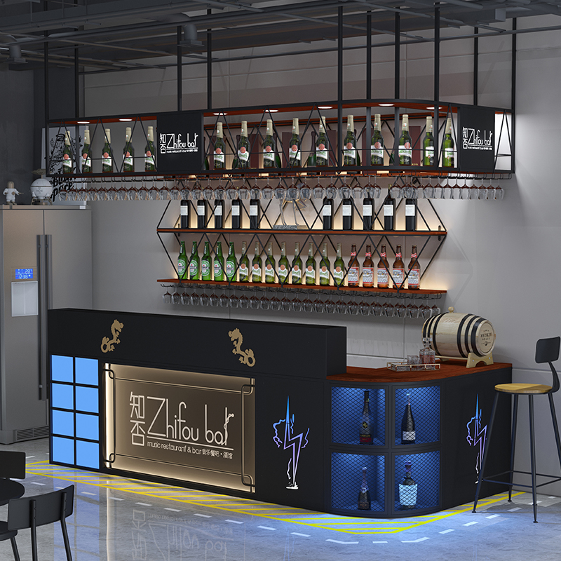 Bar counter cabinet industrial style shop cashier counter combination wrought iron commercial hotel small front desk corner customization