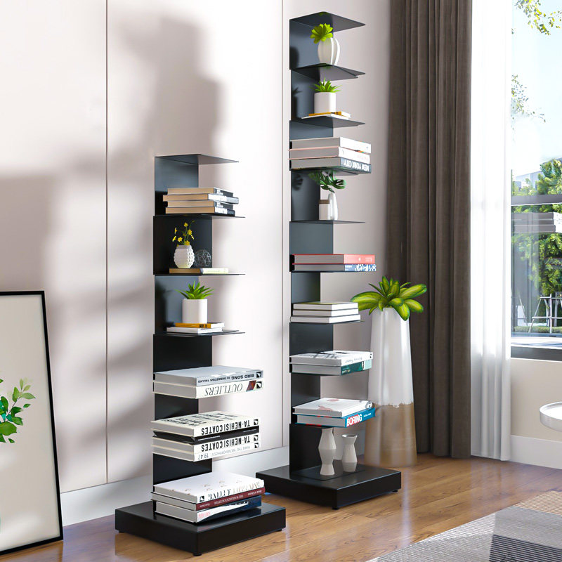 Nordic Invisible Bookshelf Creative Mesh Red Floor Suspended Iron Art Province Space Small Bookcase Vertical Stainless Steel Shelve