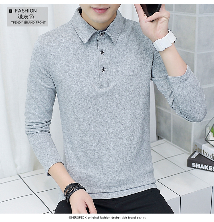Áo sơ mi cotton mùa thu nhỏ cho nam áo thun dài tay collar cổ áo đẫm máu nam mặc hàng đầu quần áo mùa thu mặc áo sơ mi nam đất áo polo nam