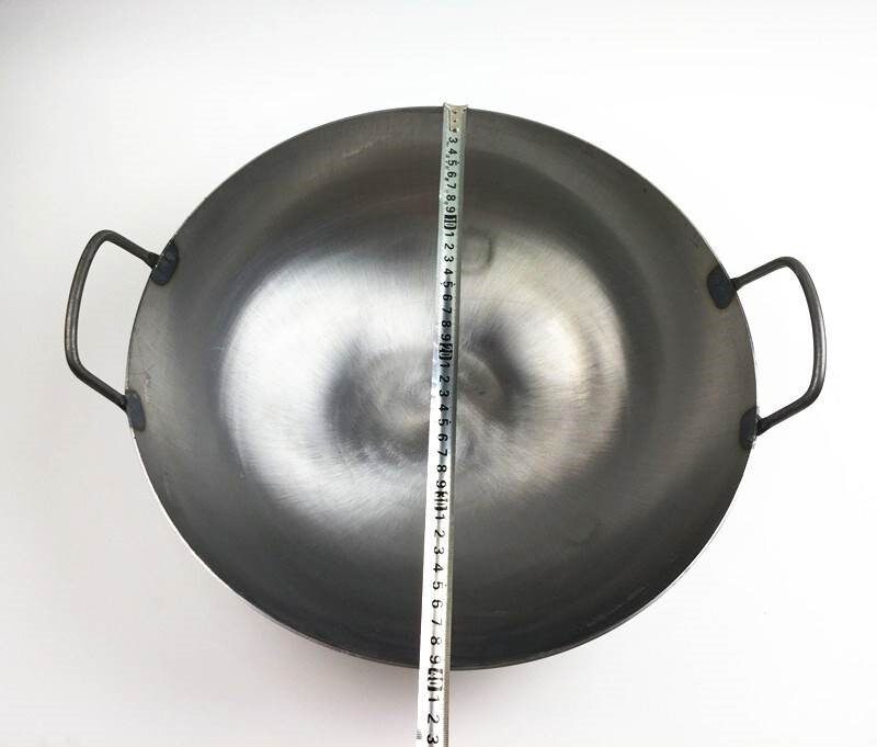 Frying Pan Chef Exclusive 45 ~ 50cm Twin Ear Hotel Caliber Iron Pan Hotel Old Hotel Extra-large Double Ear Canteen