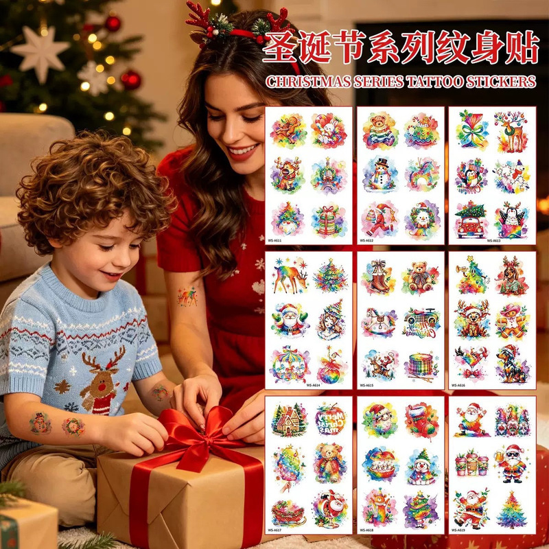 Christmas Tattoo Stickers for Kidsren Cartoon Santa Claus Holiday Party Temporary Stickers Decoration Waterproof and Sweatproof Christmas Tattoo Stickers for Kidsren Cartoon Santa Claus Holiday Party Temporary Stickers Decoration Waterproof and Sweatproof