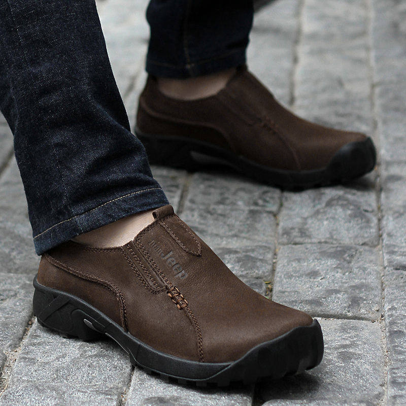 Gip Shield Men Shoes Breathable Autumn Genuine Leather Tooling Shoes Men's Outdoor Casual Shoes Large Scalp Shoe Sleeves Feet Sloth Shoes