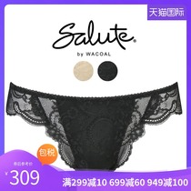 SALUTE Japanese sexy lace Black charm thong panties Black triangle underpants with matching bra for sale