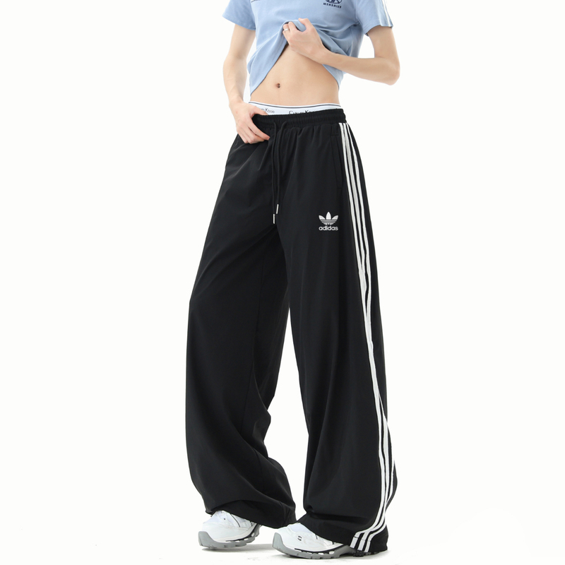 Adidas Women's Summer Loose Three-Stripe Wide-Leg Pants Couple Style Versatile Sports Pants Men Adidas Women's Summer Loose Three-Stripe Wide-Leg Pants Couple Style Versatile Sports Pants Men