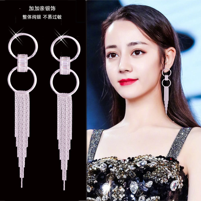 2022 New Tide Earrings Woman Superior Sense Korea Temperament Net Red Circle Stream Suchon Prints Pure Silver Earrings