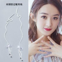 S925 silver ear line female temperament Korean round diamond snake bone personality tassel long simple hypoallergenic wild 2020 tide