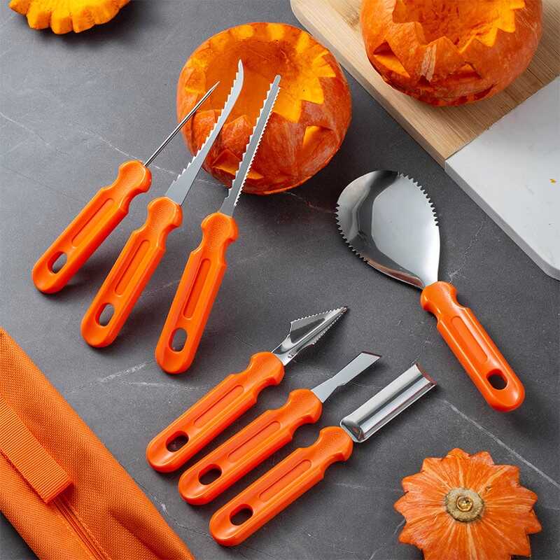 【7-Piece Set】Stainless Steel Pumpkin Carving Set Fruit Carving Halloween Pumpkin Carving Tools 【7-Piece Set】Stainless Steel Pumpkin Carving Set Fruit Carving Halloween Pumpkin Carving Tools