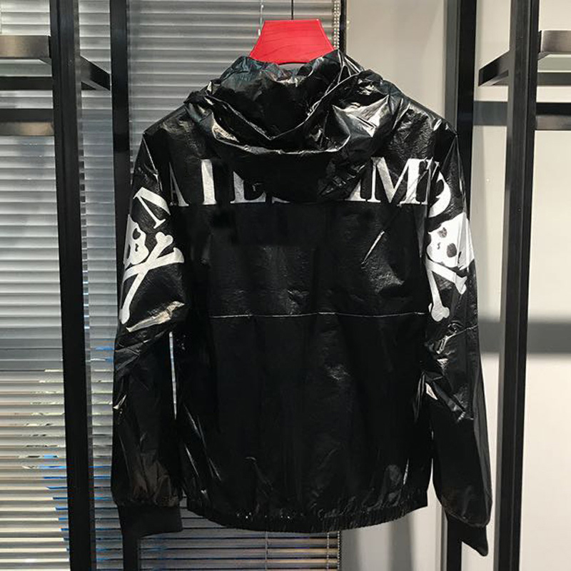 Autumn and Winter European and American Trendy Brand Dark Style Skull Letter Mmj Printed Long-Sleeve Trench Coat Men's Hooded Jacket