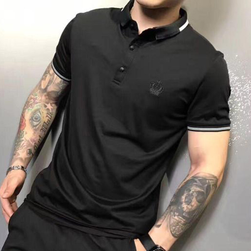 2020 xu hướng mùa hè mới thêu nhỏ nam vương miện thời trang mỏng áo POLO ngắn tay T-shirt áo ve áo