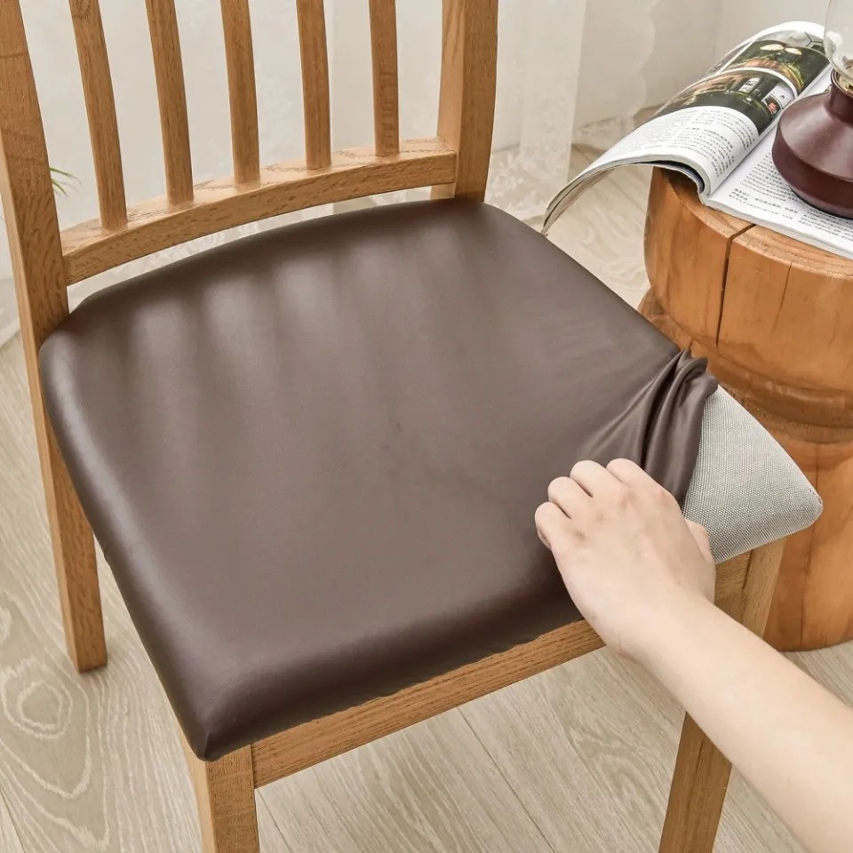 Waterproof anti-fouling chair cover Technology cloth leather universal elastic chair cushion cover PU leather seat cover office dining chair cover-Taobao