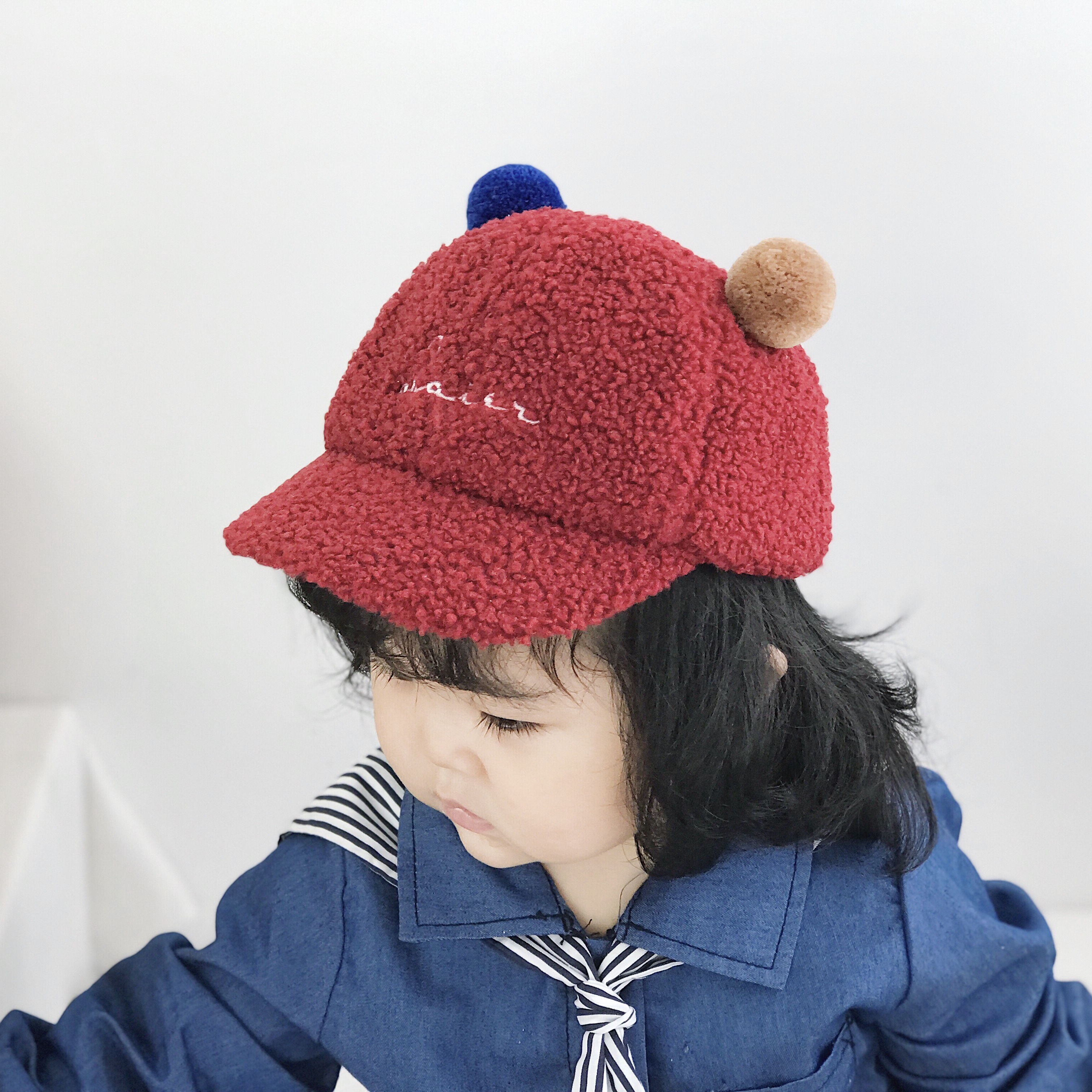 Baby hat cute 8-12 month baby hat 1 year old children warm stick ball cap autumn winter 2 year old duck tongue cap woman