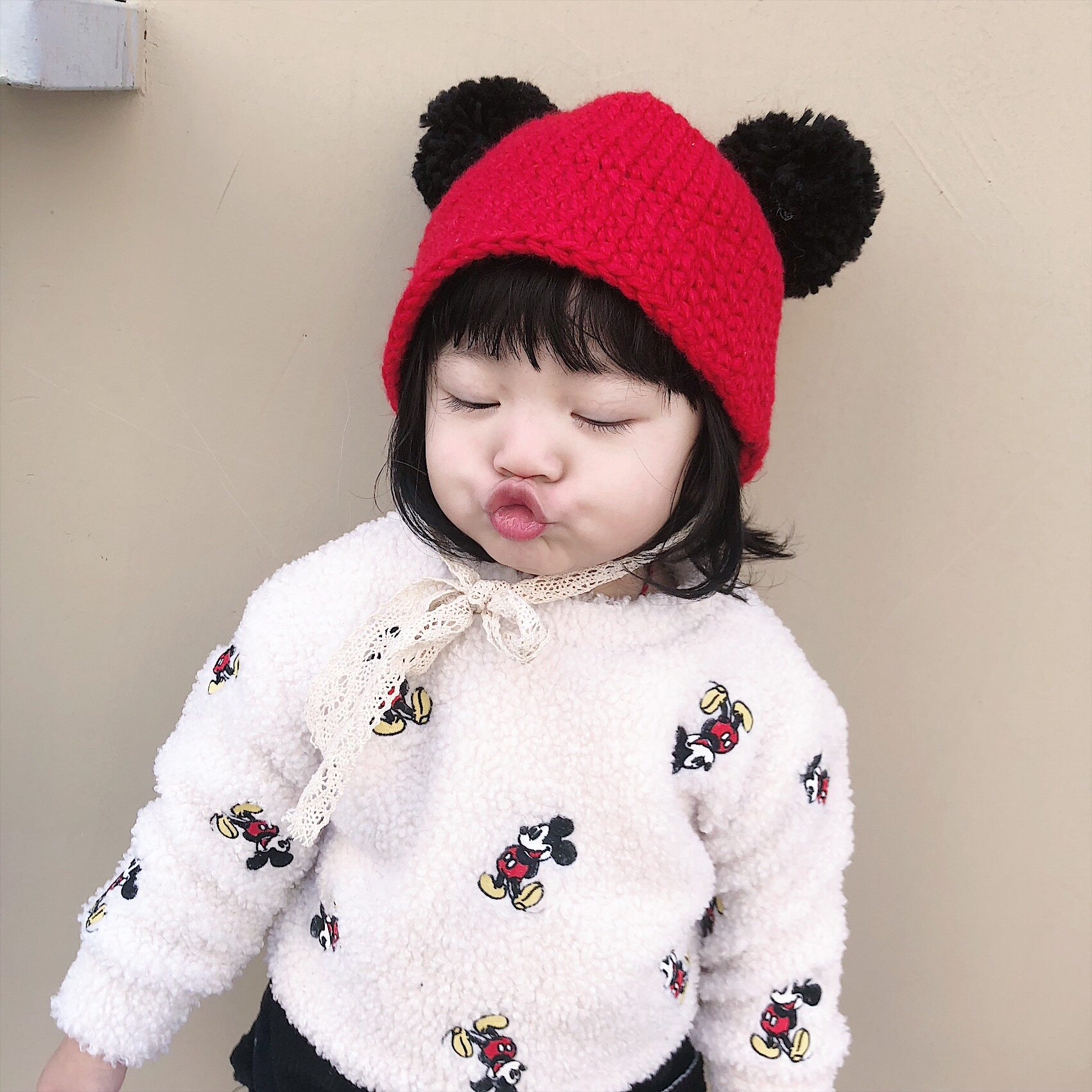 Baby cute fisherman hat children's warm basin hat 6-12 months baby knitted hat ins fashion 1-year-old children's hat tide