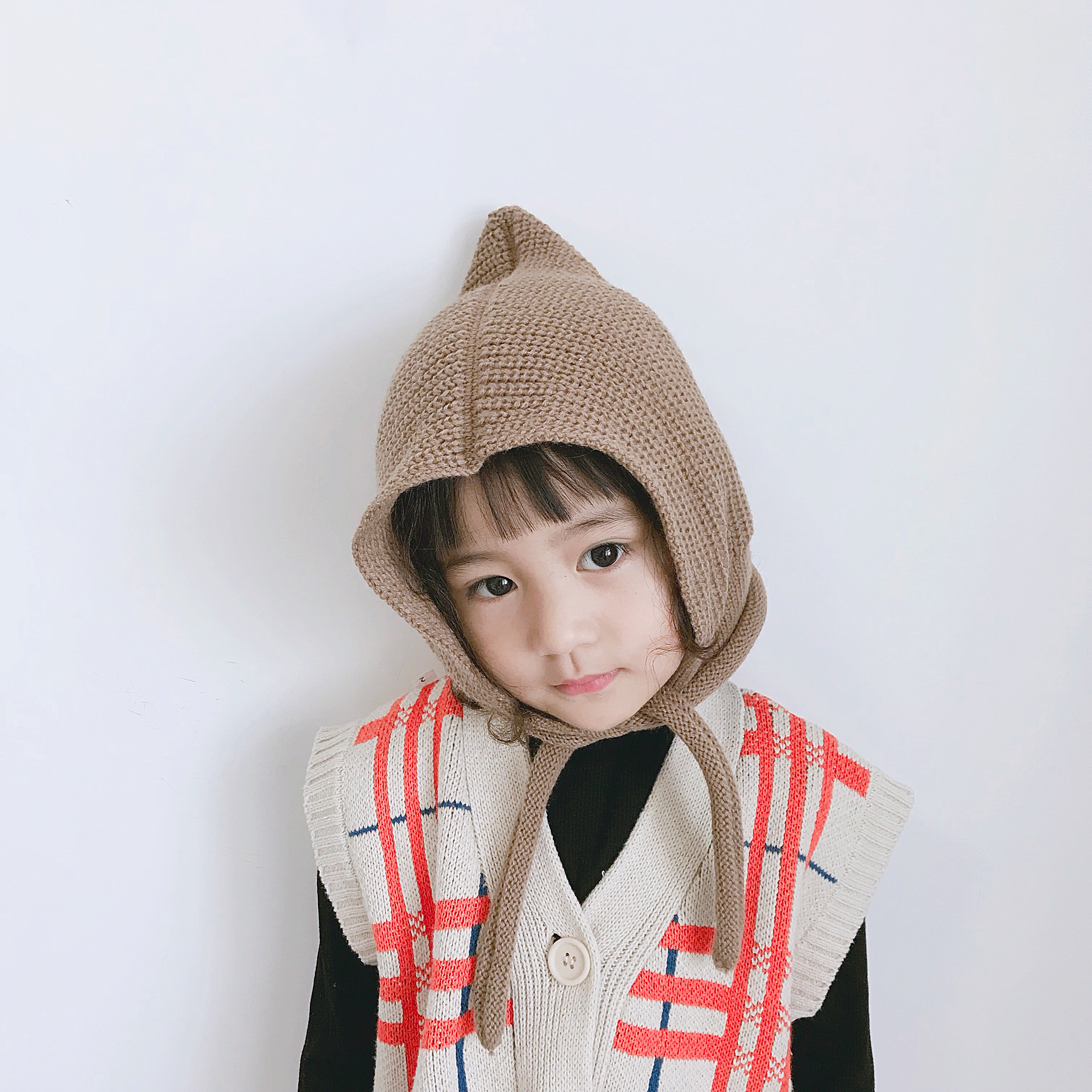 Children's winter hat female Korean style pullover hat girls foreign style ear protection hat warm woolen hat male thickened baby hat tide