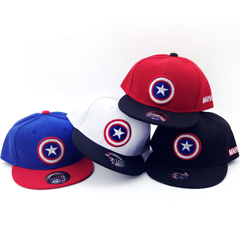 Superman Captain America children's hip-hop cap Korean version of the trend five-pointed star baseball cap baby children's peaked cap men and women