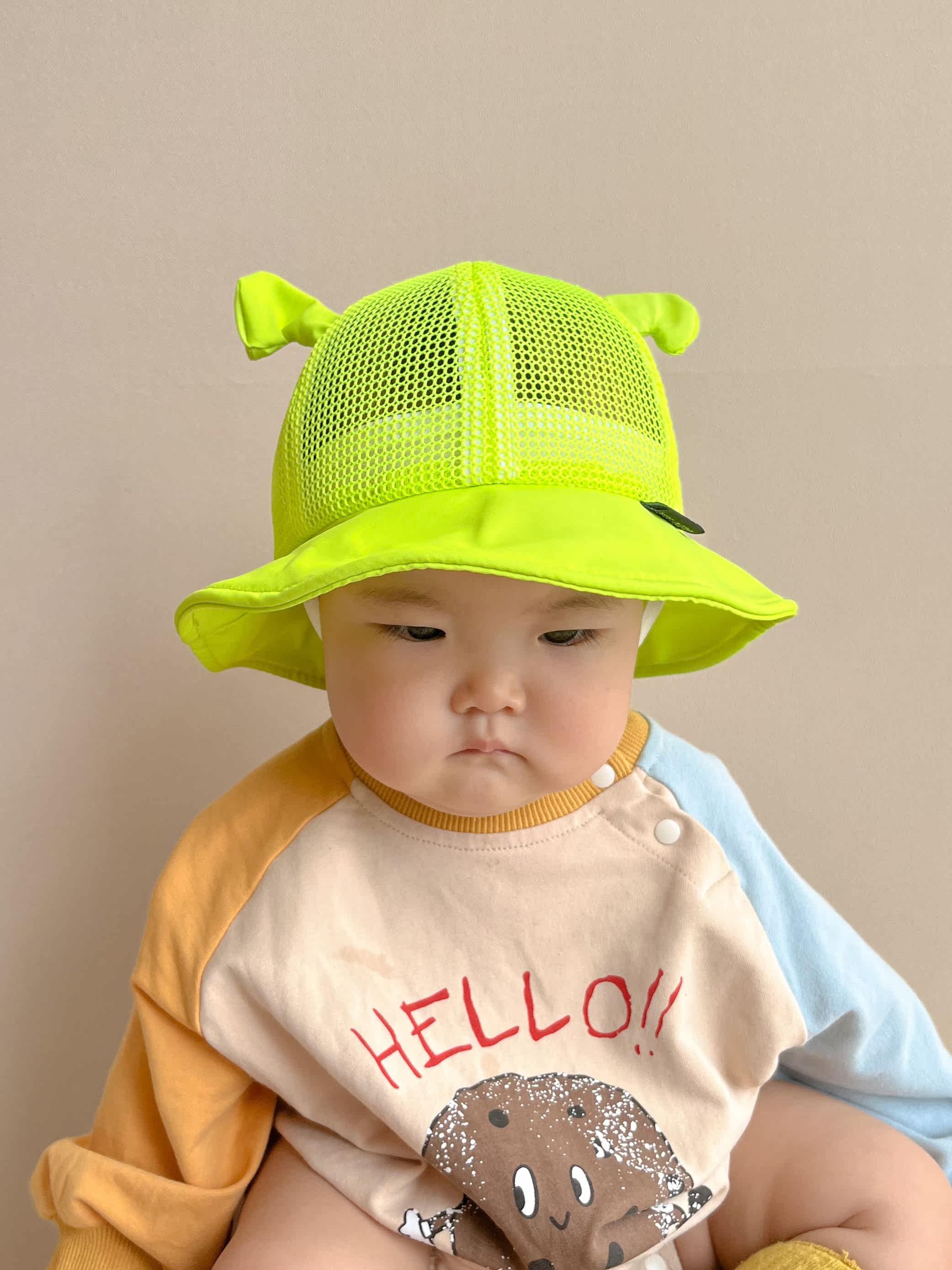 Baby hat net red ruffian with the same style green Shrek cap children's landlord hat baby fisherman hat mesh hat
