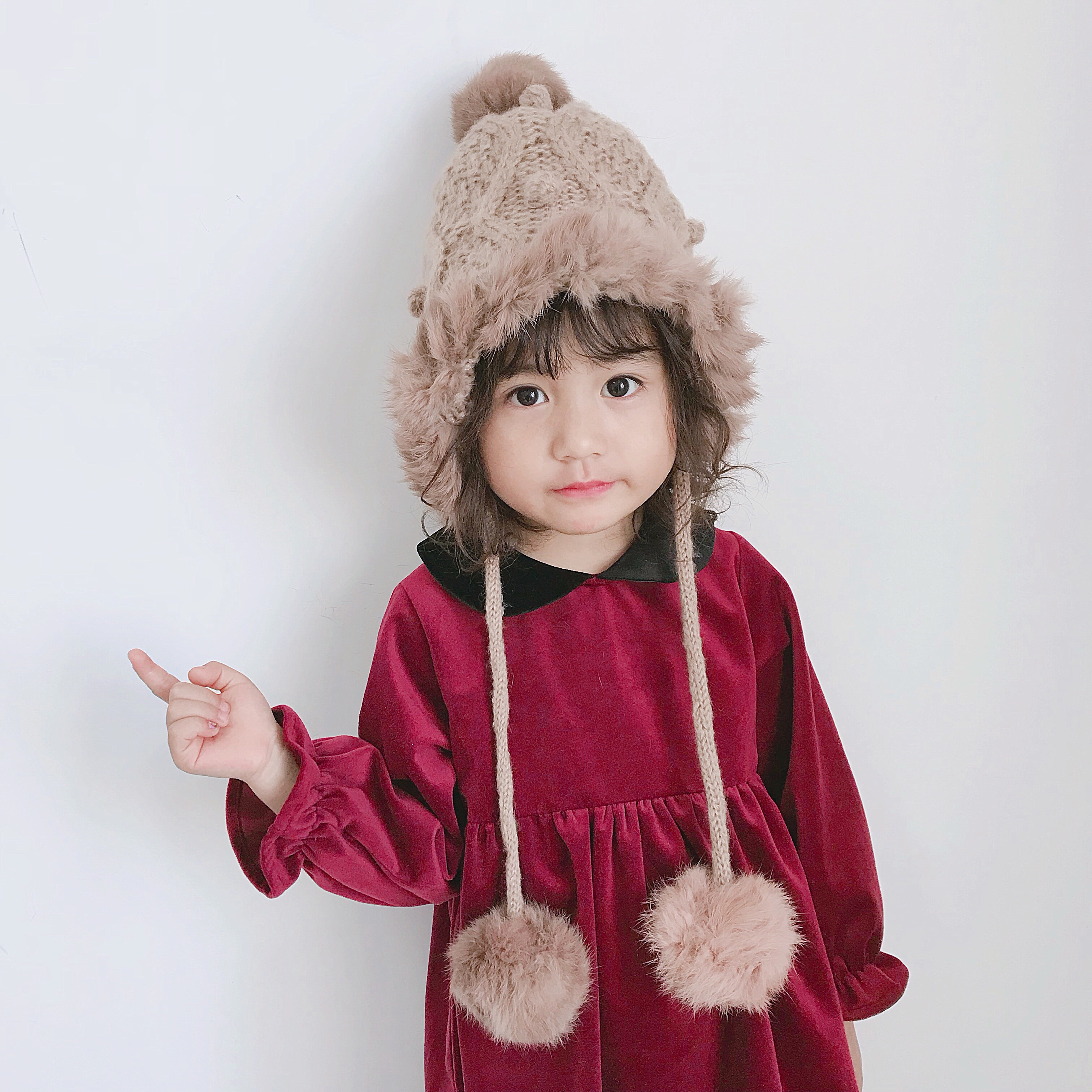 Korean children's pullover hat girl foreign style warm hat little girl ear protection hat fashionable female baby woolen hat tide