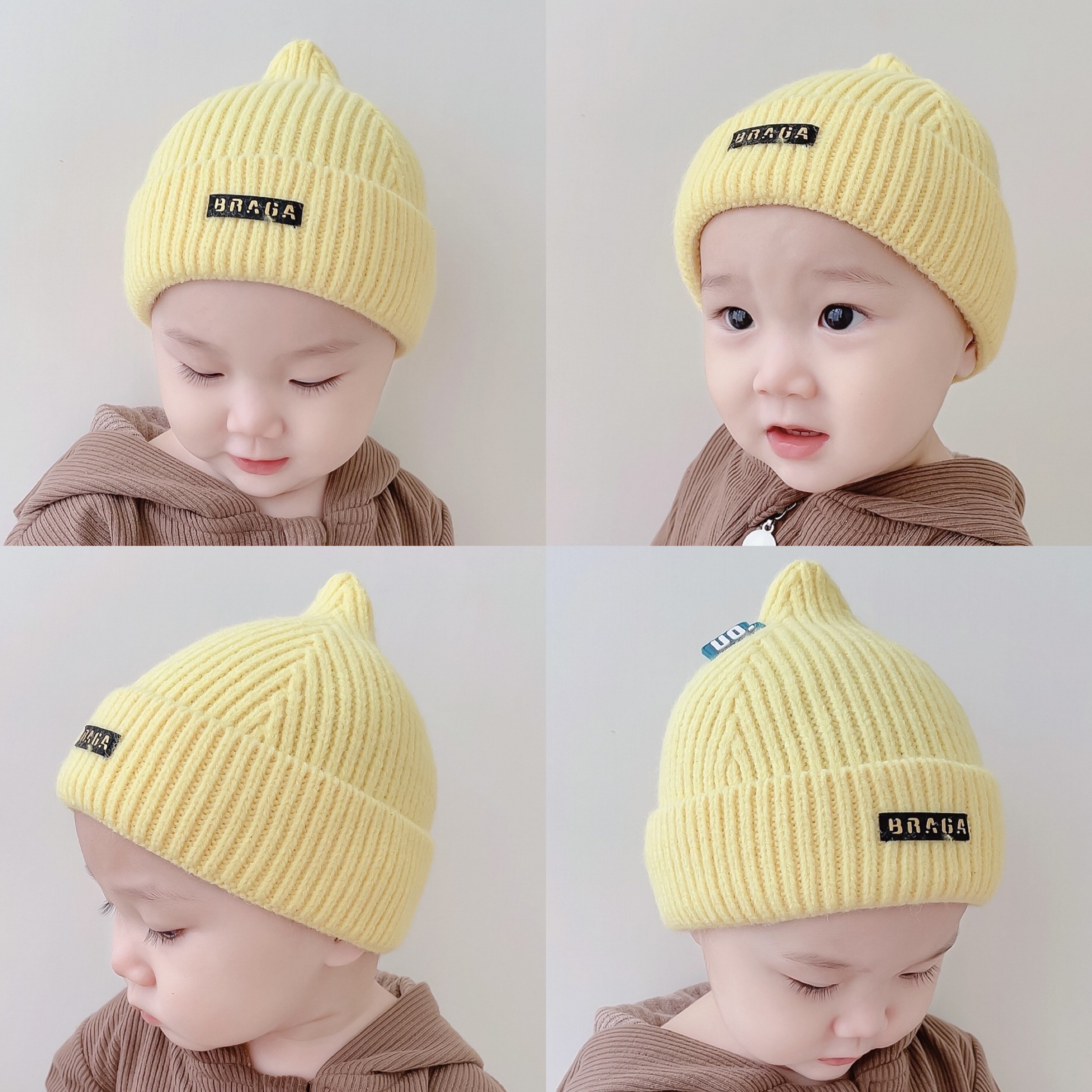 Baby hat autumn boy pacifier hat cute female baby woolen hat winter warm cute baby pullover hat toddler